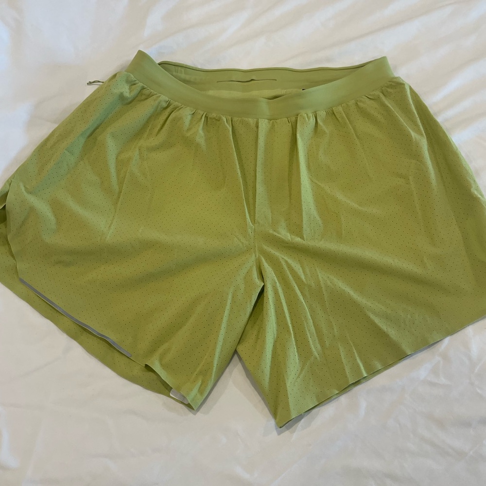 Lululemon Fast and Free lined short 6”- size M .  They are a Wasabi color